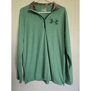 Under Armour HeatGear‎ Pullover Long Sleeve Camo Trim Green Large